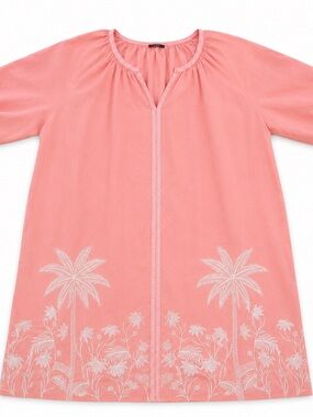 Vineyard Vines Coral Pink Palm-Embroidered Maxi Dress